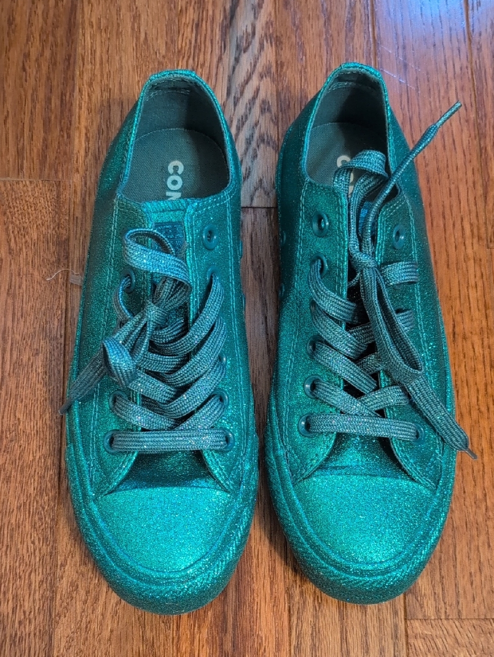 Converse Green Glitter Low Top Sneakers